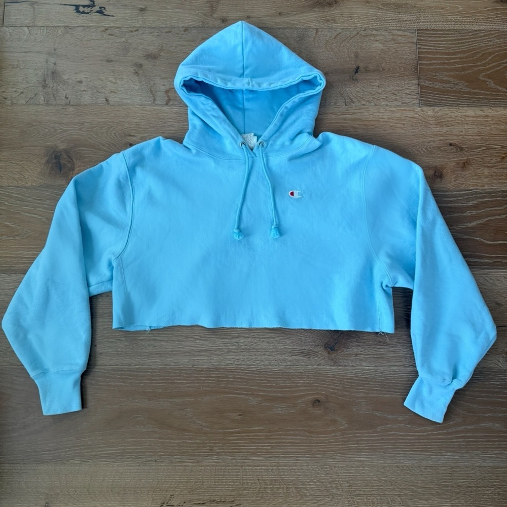 Champion Sky Blue Cropped Hoodie